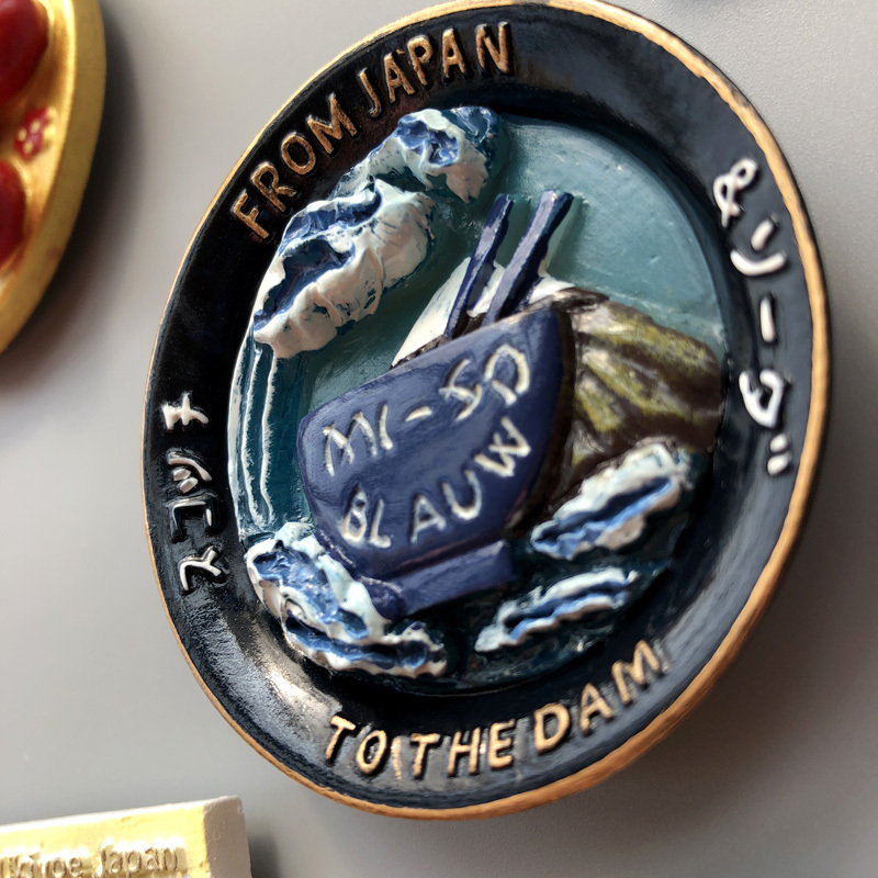 Japan Map Tokyo Souvenirs Mount Fuji Round Dharma Faust Dam Blau Magnetic Stickers Creative Resin Fridge Magnet