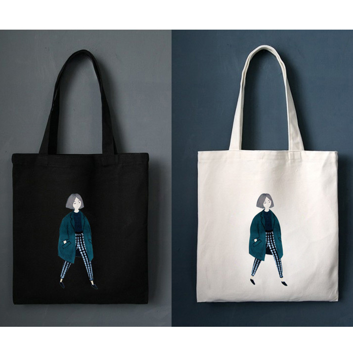 Sturdy canvas green shopping bags Artistic and simple handheld Single shoulder bag With zipper CX220325