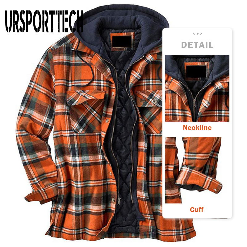 Winter Shirt Men Plaid Fleece Cotton Casual Long Sleeve s Oversized 5XL Outerwear Thick Warm Hooded Chemise Homme 220322
