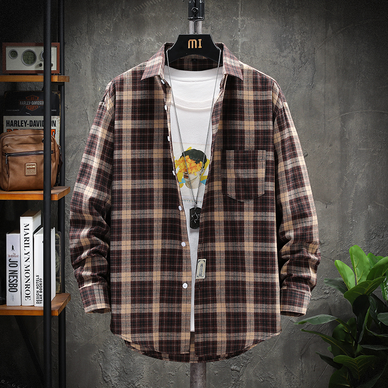 Plaid shirt Men long Sleeve Shirt Casual Social Slim male Cotton Mens Dress s 4XL 5XL Legible 220322