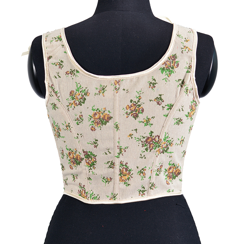 Women Floral Corset Crop Tanks Fashion Linen Yellow Rose Flower Printed Tupe Tops Vintage Plastic Boned Overbust Bustier Camis Cyber Baby Tee Ropa Fai