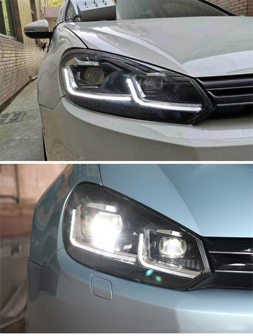 Car Lights For Golf 6 MK6 Jetta 2009-2012 Headlights Variant Golf6 LED Dual Beam Lens Headlights Daily Turn Siganl Lamp