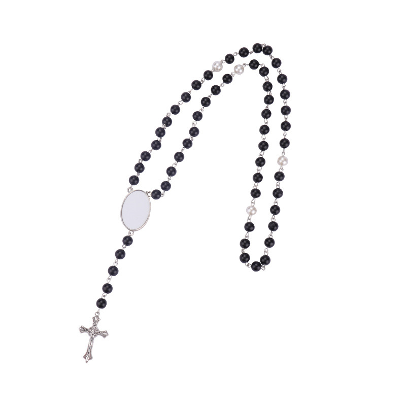 Zinc Alloy Sublimation Rosary Necklace Pendant Blanks Thermal Transfer Printing DIY Gift