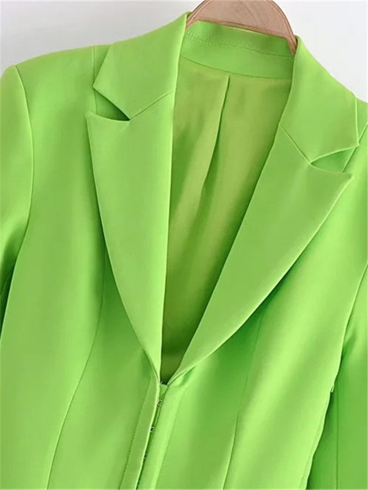 TRAF Zar Green Blazer Dress Woman Fitted Short Elegant es For Women Long Sleeve Office Mini Formal es 220721