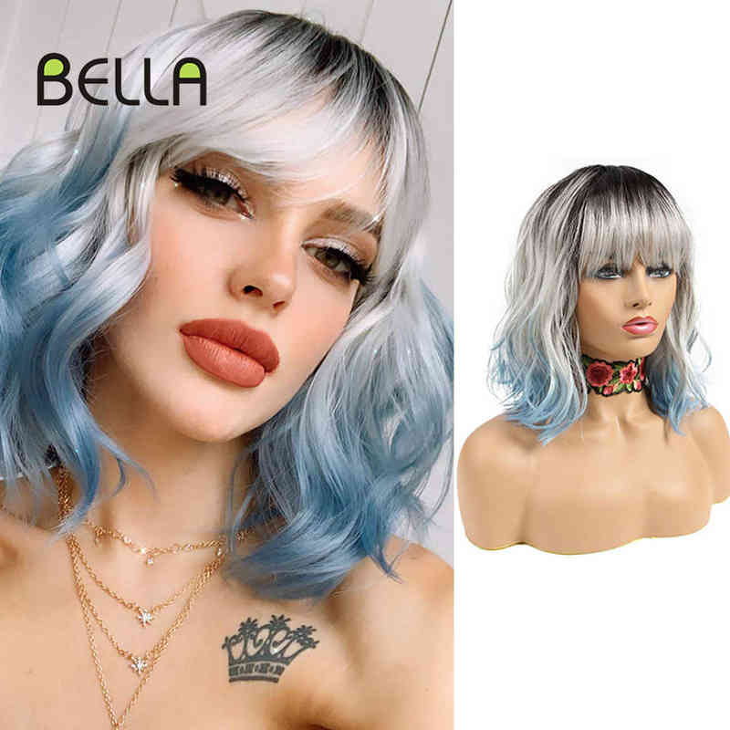 Bella Bob Wig Short Synthetic 12inch Omber Blue Hair Curly Heat Resistant with Bangs Cosplay for Black Women 220622, Tt4-ambrs
Bella Bob Wig Short Synthetic 12inch Omber Blue Hair Curly Heat Resistant with Bangs Cosplay for Black Women 220622, Tt4-ambrs