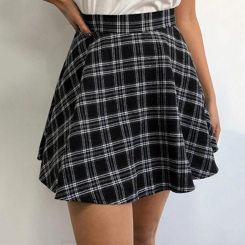 Vintage Preppy Style Plaid Print High Waist Aline Mini Skirt Women Korean Fashion Y2K Summer Pleated Lolita Skirt School 220701