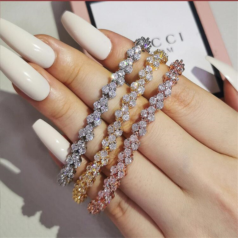 Roman Wedding Bracelets | White Gold Fill Cubic Zirconia Bangle for Women