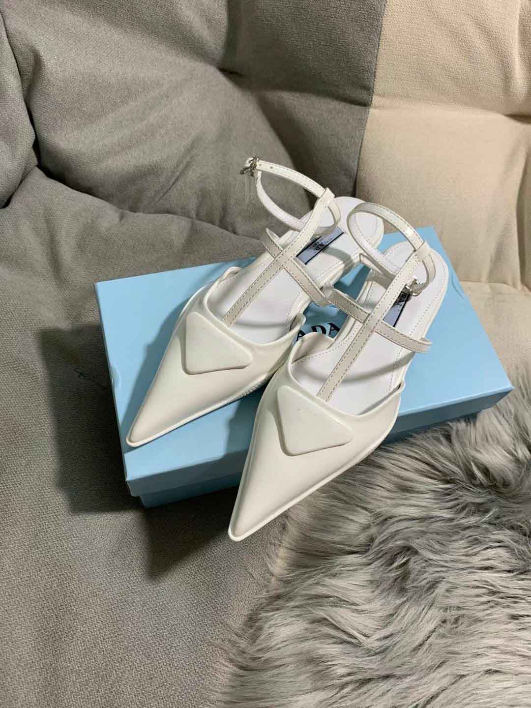 Women flat sandal high heels lady shoes brushed genuine leather slingback pumps pointed toe black white ankle strap flat 35-42 box