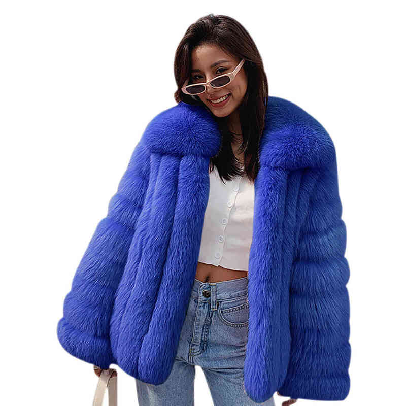Fluffy Faux Fox Fur Coat Winter Warm Women Patchwork Jacket Female Lapel Collar Waist Jackets J220719, Sky blue.
Fluffy Faux Fox Fur Coat Winter Warm Women Patchwork Jacket Female Lapel Collar Waist Jackets J220719, Sky blue.