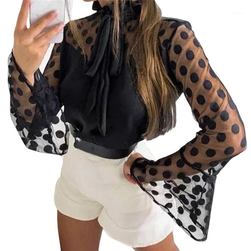 Women' Blouses & Shirts 2022 Women Polk Dot Blouse Ruffle Sleeve Tops Bow Sexy Summer Chiffon Mesh Lace Long Shirt, As pic
Women' Blouses & Shirts 2022 Women Polk Dot Blouse Ruffle Sleeve Tops Bow Sexy Summer Chiffon Mesh Lace Long Shirt, As pic