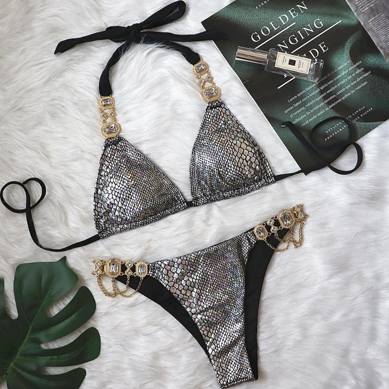 Women' Swimwear Sexy Snake Patten Halter Crystal Diamond Bikini 2022 Female Swimsuit Women Rhinestone Bikinis Set Brazilian SuitWomen, Black
Women' Swimwear Sexy Snake Patten Halter Crystal Diamond Bikini 2022 Female Swimsuit Women Rhinestone Bikinis Set Brazilian SuitWomen, Black