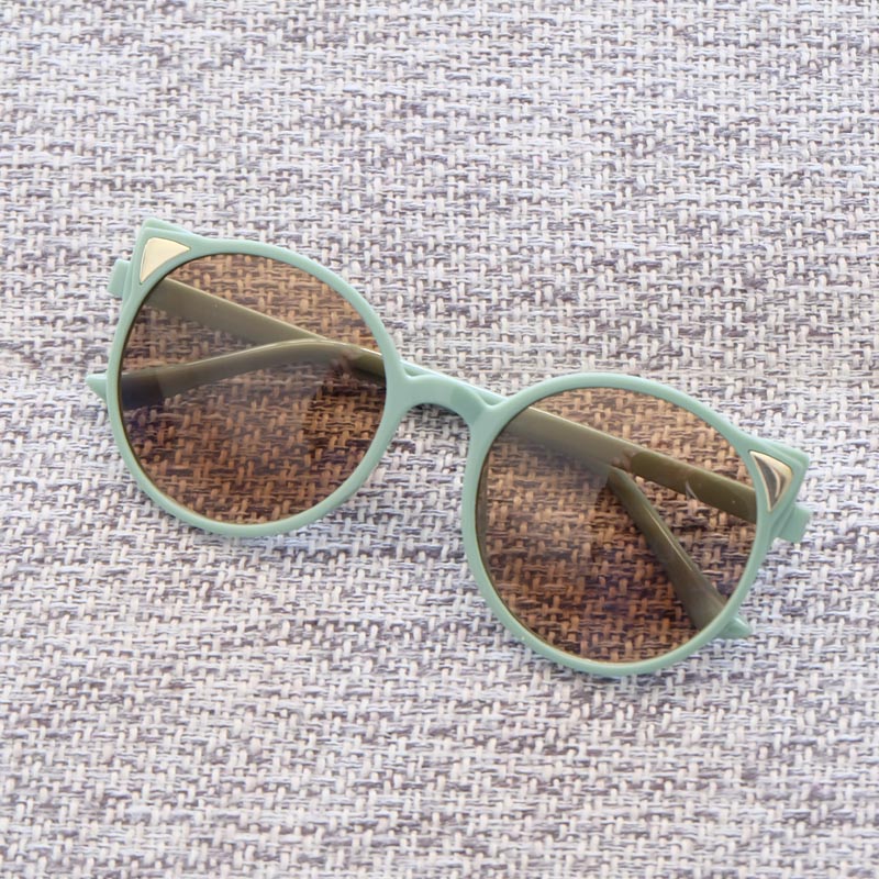 Kids Lovely Animal Design Sunglasses Big Round Cat Eyes Frame Cute Ears Glasses 6 Colors Wholesale Z260305