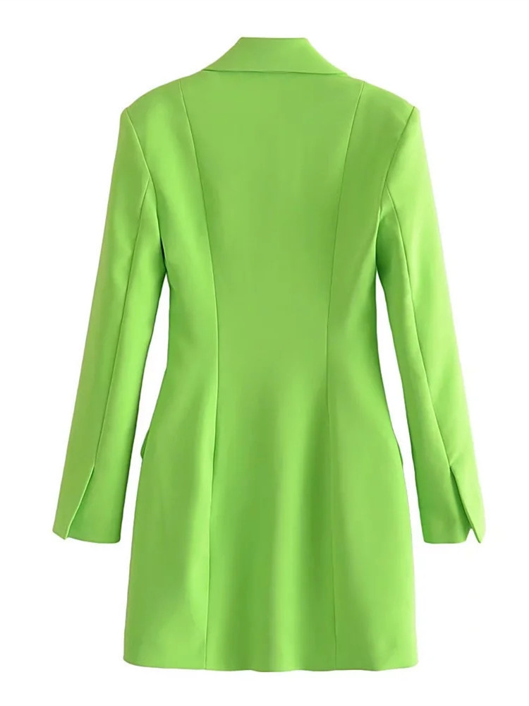 TRAF Zar Green Blazer Dress Woman Fitted Short Elegant es For Women Long Sleeve Office Mini Formal es 220721