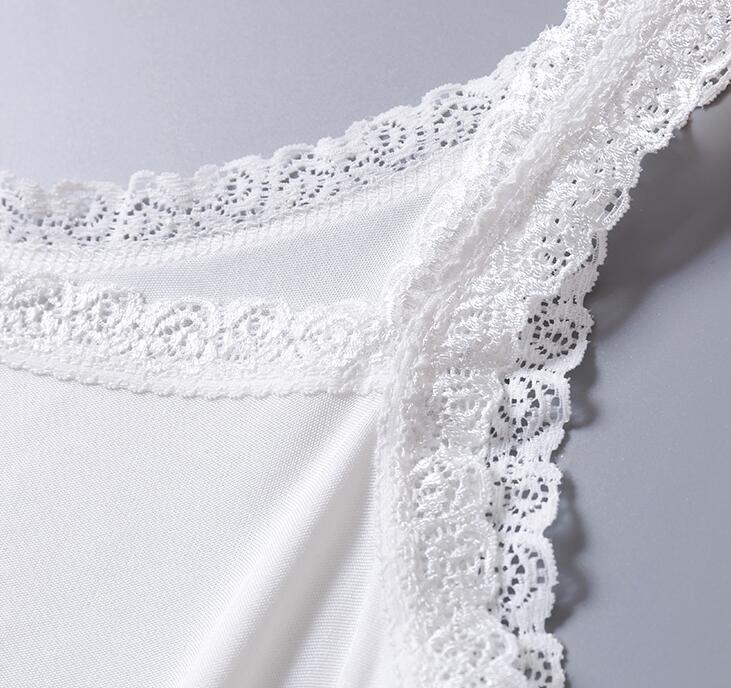 100% Silk Knit Lace Camisole Tank Top Vest Shirt Sleepwear Spaghetti Strap TG312 220325