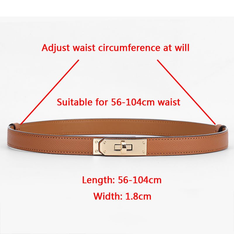 Luxury Brand High Quality Women Real Leather 1.8cm Width Belts Golden Lock Buckle Dress Jeans Sweater Waistband Belt 220509