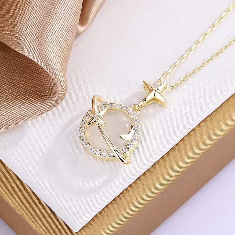 Fashion Gold Star Planet Pendant Necklace Stainless Steel Jewelry