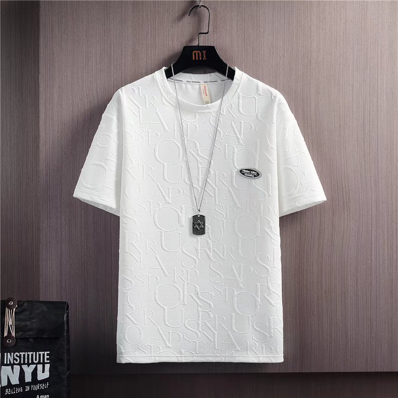 Summer Tshirt Shorts 2 Pieces Set White Tracksuit Men s 3D Letters Vintage Streetwear Creative Pattern Men Sets Short Outfits 220615