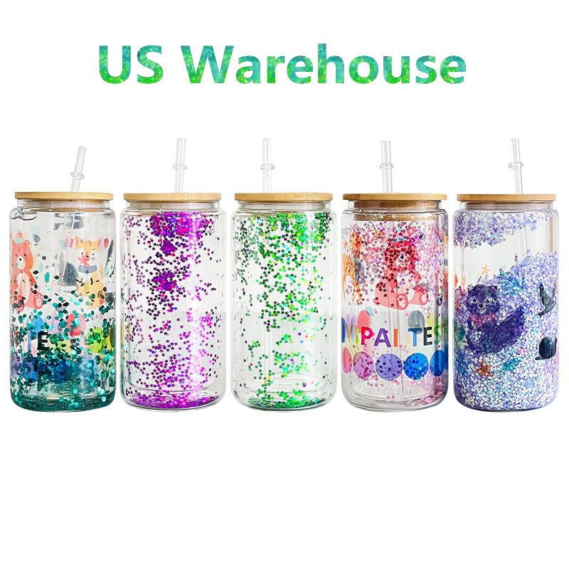 US STOCK 12OZ 16OZ 20OZ Clear sublimation double wall glass tumbler glitter DIY snow globe blank glass can with bamboo lids beer juice glasses cup
US STOCK 12OZ 16OZ 20OZ Clear sublimation double wall glass tumbler glitter DIY snow globe blank glass can with bamboo lids beer juice glasses cup
