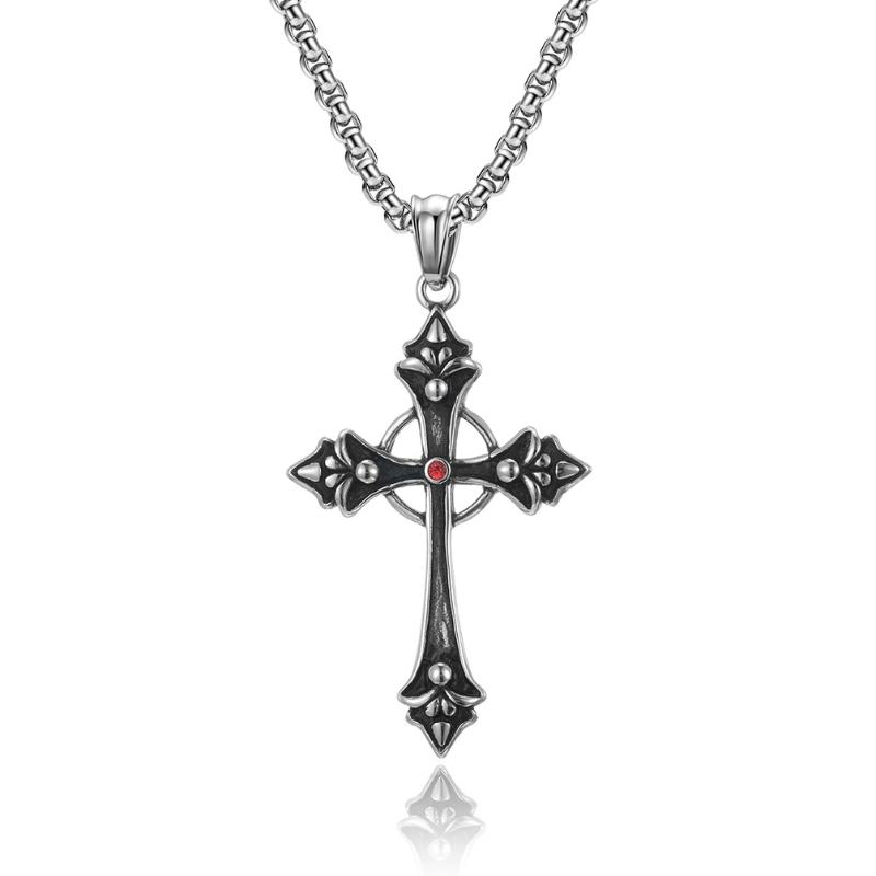 Pendant Necklaces Vintage Cross Necklace Titanium Steel Inlaid Garnet Diamond Accessories Party Punk Holiday Gift JewelryPendant
Pendant Necklaces Vintage Cross Necklace Titanium Steel Inlaid Garnet Diamond Accessories Party Punk Holiday Gift JewelryPendant