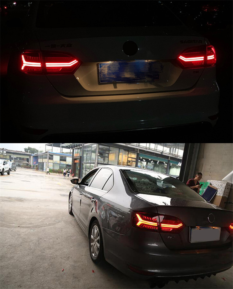 2 Colors Car Tail Lights For VW Jetta MK6 2012 LED Reversing Rear Lamp DRL Fog Brake Taillights Dynamic Turn Signal
