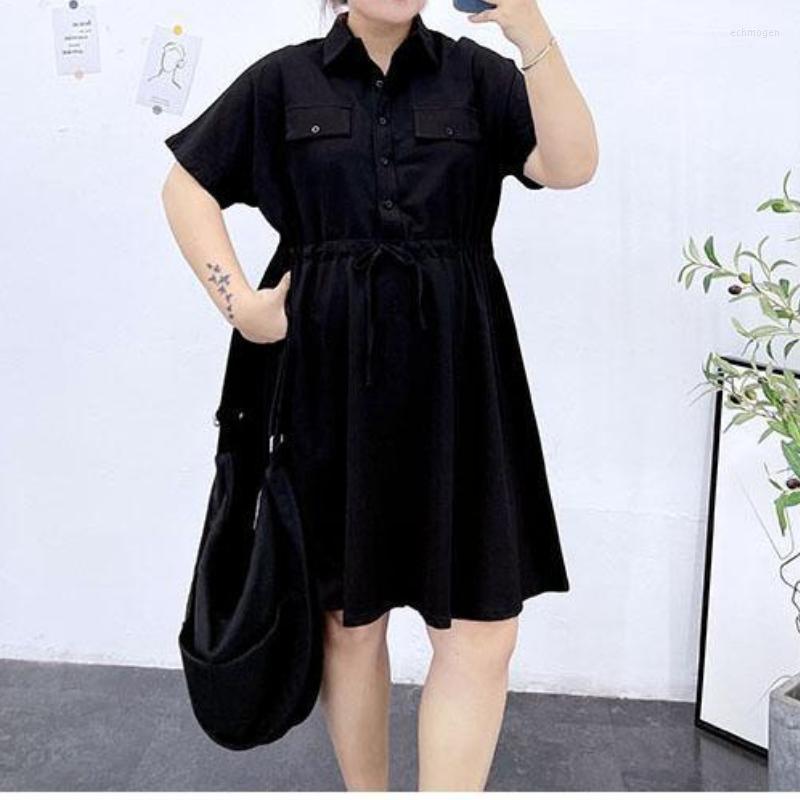 Plus Size Dresses HOUZHOU Black Elegant Dress Women Summer Short Casual Preppy Style Gray Bandage Loose Robe Streetwear Echm22
Plus Size Dresses HOUZHOU Black Elegant Dress Women Summer Short Casual Preppy Style Gray Bandage Loose Robe Streetwear Echm22