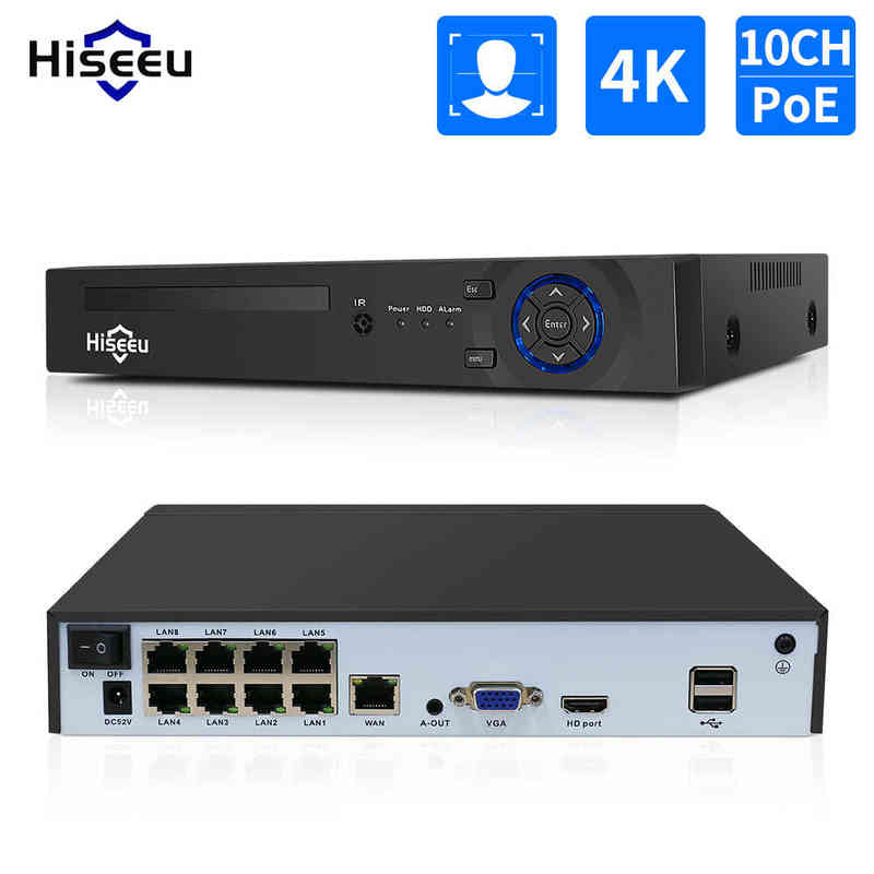 

Hiseeu 8CH 10CH 4K 8MP 5MP POE NVR For POE IP Camera System CCTV Surveillance H.265+ 48V 802.3af CCTV NVR Recorder XMEYE APP AA220315