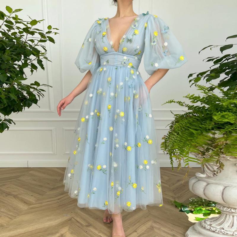 Party Dresses V-neck Prom Dress Short Sleeve Tulle Ankle Length Evening Floral Customize Brithday Cuctom Made DressParty, Black
Party Dresses V-neck Prom Dress Short Sleeve Tulle Ankle Length Evening Floral Customize Brithday Cuctom Made DressParty, Black