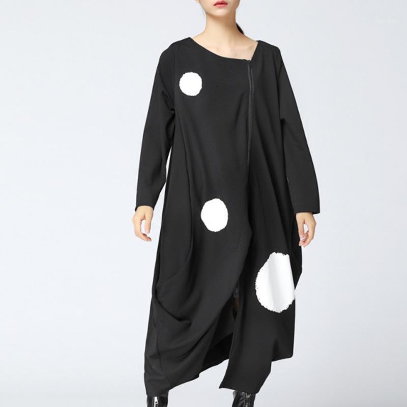 Casual Dresses Fashion Long Sleeve Round Neck Polka Dot Print Zipper Irregular Dress Plus Woman Tide Autumn Winter TC1137, Black
Casual Dresses Fashion Long Sleeve Round Neck Polka Dot Print Zipper Irregular Dress Plus Woman Tide Autumn Winter TC1137, Black