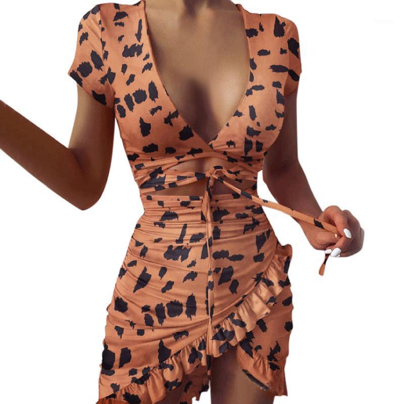 Casual Dresses Women Summer Dress Shirring Cut Out Drawstring Evening Party Cow Leopard Print V Neck Bodycon Vestidos Clubwear Robes, Khaki
Casual Dresses Women Summer Dress Shirring Cut Out Drawstring Evening Party Cow Leopard Print V Neck Bodycon Vestidos Clubwear Robes, Khaki