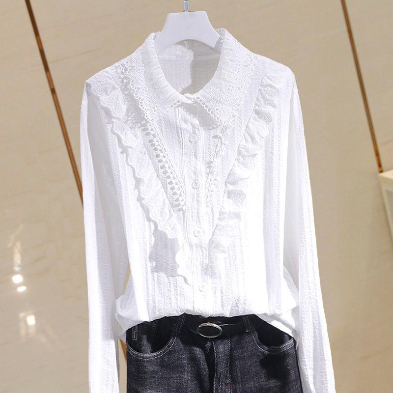 Women' Blouses & Shirts Fashion Design Lace White Women Summer 2022 Ruffles Solid Long-Sleeved Elegant Office Lady Outwear TopsWomen
Women' Blouses & Shirts Fashion Design Lace White Women Summer 2022 Ruffles Solid Long-Sleeved Elegant Office Lady Outwear TopsWomen