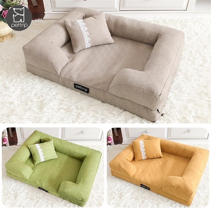 Elegant Cat Kennel Cushion Mat Removable Big Dog Bed Lounge Sofa Pet Beds For Small Medium Dogs 210224