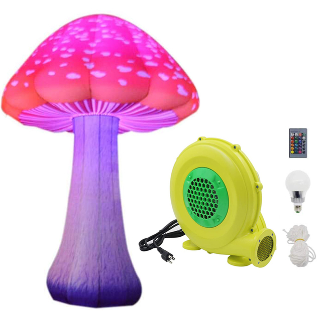 Customized Double Red Giant Inflatable Mushroom With LED And Blower For Outside Christmas Party Stage Event Decorations