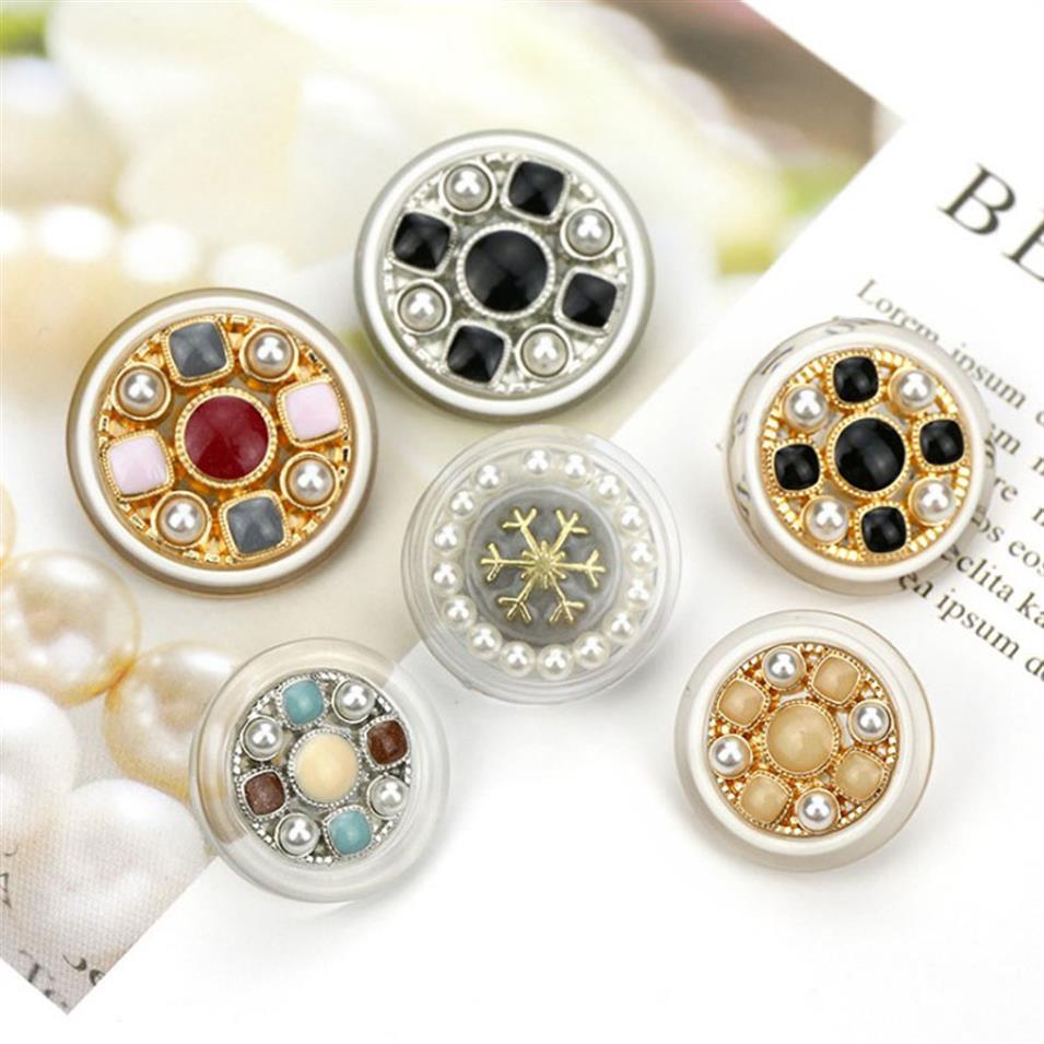 

50 pcs 20mm High grade small fragrant metal buttons double inlaid pearl hand sewn button overcoat wool button for clothing wholesa203U