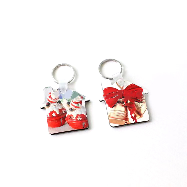 Heat Transfer Wooden Keychains Double Sided Sublimation Blank House Keychain Pendant Keyring Creative DIY Key Chain