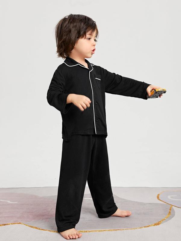 Toddler Boys Patched Pocket Contrast Piping Lounge Set SHE
