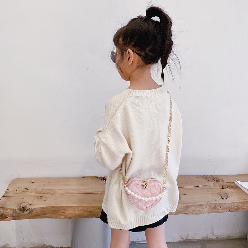 Kids Purses and Handbags Mini Crossbody Bags for Women Small Heart Coin Wallet Pouch Baby Girls Party Pearl Hand Gift 220630