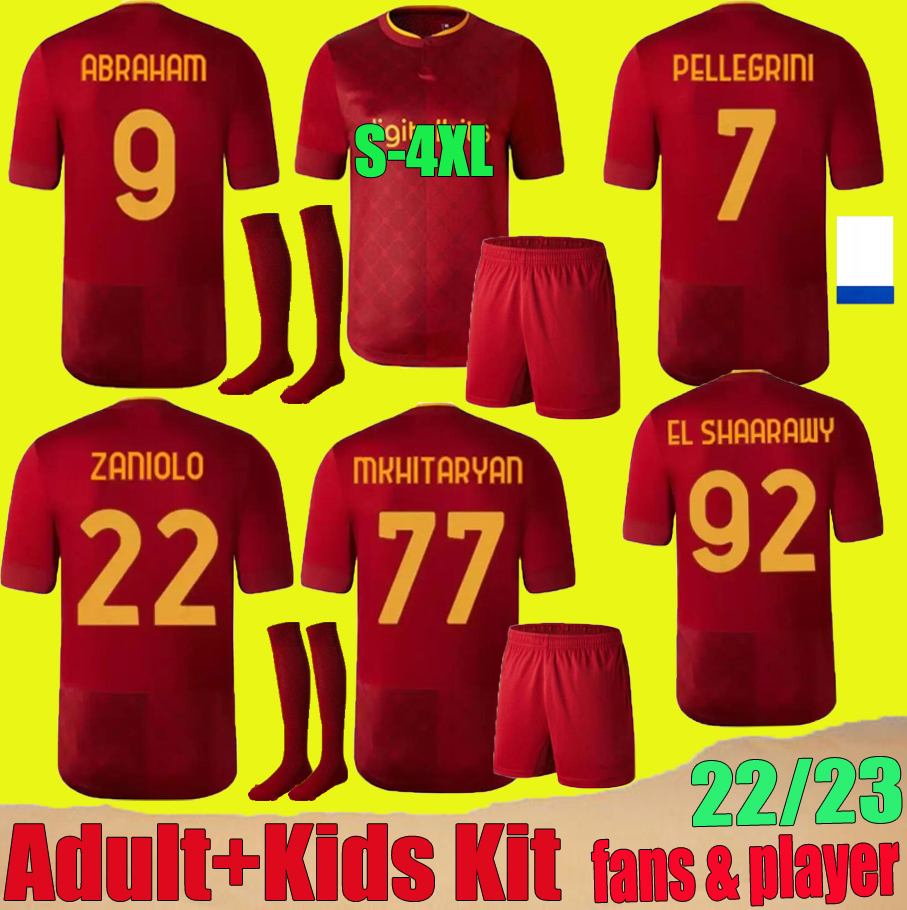fans+player 22 23 roma HOME Soccer Jerseys Abraham ZANIOLO 2022 2023 rome home red PELLEGRINI SHOMURODOV VERETOUT El Shaarawy MANCINI football shirts men +kids kit, White
fans+player 22 23 roma HOME Soccer Jerseys Abraham ZANIOLO 2022 2023 rome home red PELLEGRINI SHOMURODOV VERETOUT El Shaarawy MANCINI football shirts men +kids kit, White