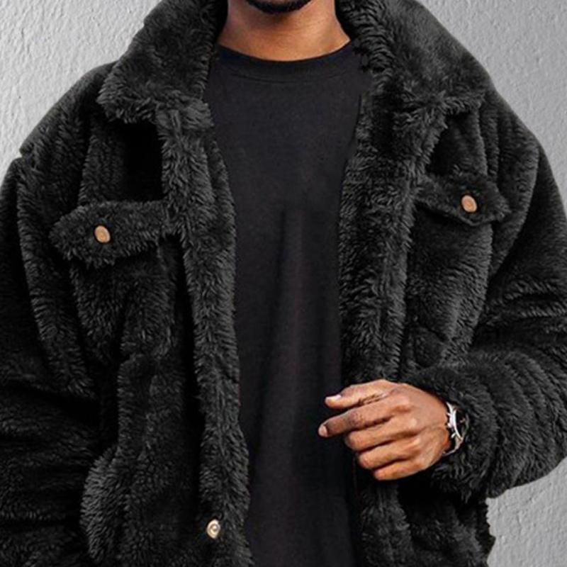 Winter Coat Solid Color Plush Simple Fluffy Men Jacket Hip-hop Style Winter Coat 220813