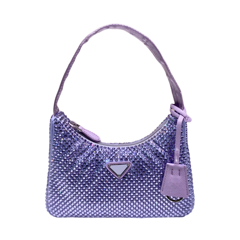 Nylon Hobo Bag Shoulder Designer Luxurious Handbags High Quality Plain For Woman Lady Classic Bags Thread Handbag Half Moon 23cm Diamonds Shimmer Glitter Diamonds, Purple 
Nylon Hobo Bag Shoulder Designer Luxurious Handbags High Quality Plain For Woman Lady Classic Bags Thread Handbag Half Moon 23cm Diamonds Shimmer Glitter Diamonds, Purple