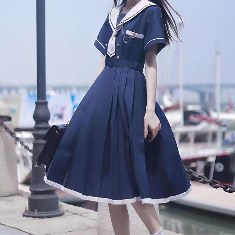 Casual Dresses Dress Women Jk Girls Japanese Preppy Style Lolita Sailor Suit Y2k Gothic Kawaii Vintage Short Sleeve Summer Midi DressCasual, White 
Casual Dresses Dress Women Jk Girls Japanese Preppy Style Lolita Sailor Suit Y2k Gothic Kawaii Vintage Short Sleeve Summer Midi DressCasual, White