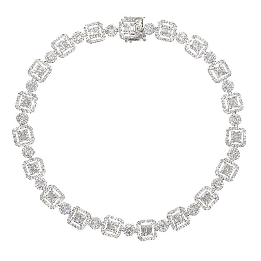 Iced Out Necklace: 5A Cubic Zirconia Geometric Beads Choker for Men & Women