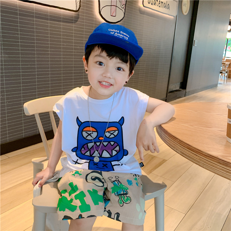 Boys little monster printed T-shirt kids round collar sleeveless tops summer children letter pattern loose casual shorts Q7352, White t shirt
Boys little monster printed T-shirt kids round collar sleeveless tops summer children letter pattern loose casual shorts Q7352, White t shirt