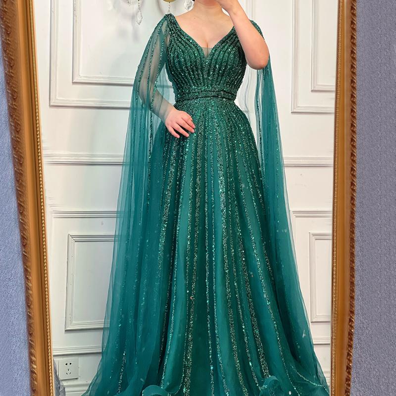 Party Dresses Nude Arabic Luxury Cape Sleeves Evening Gowns 2022 A-Line Beaded Sexy For Women Serene Hill LA71567Party, Green
Party Dresses Nude Arabic Luxury Cape Sleeves Evening Gowns 2022 A-Line Beaded Sexy For Women Serene Hill LA71567Party, Green