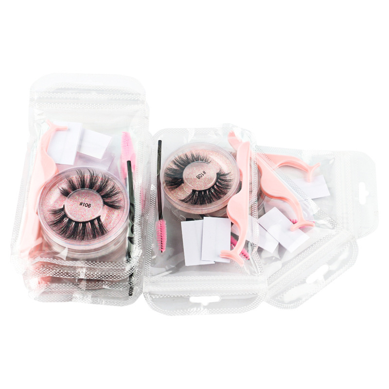 3D Mink Eyelashes False Eyelash Eye Lashes Extensions Brush Tweezer Self-adhesive Strips with Gold White Package X250925