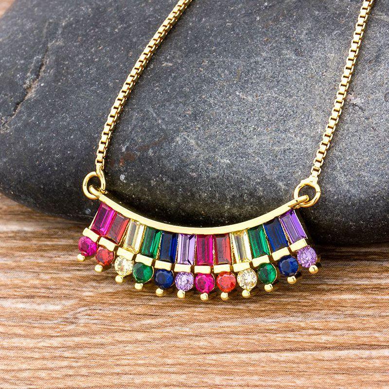 Pendant Necklaces Fashion Rainbow Initial Necklace Gold Long Chain Colorful Copper Zirconia CZ Stone Choker For Women Boho Party JewelryPend
Pendant Necklaces Fashion Rainbow Initial Necklace Gold Long Chain Colorful Copper Zirconia CZ Stone Choker For Women Boho Party JewelryPend