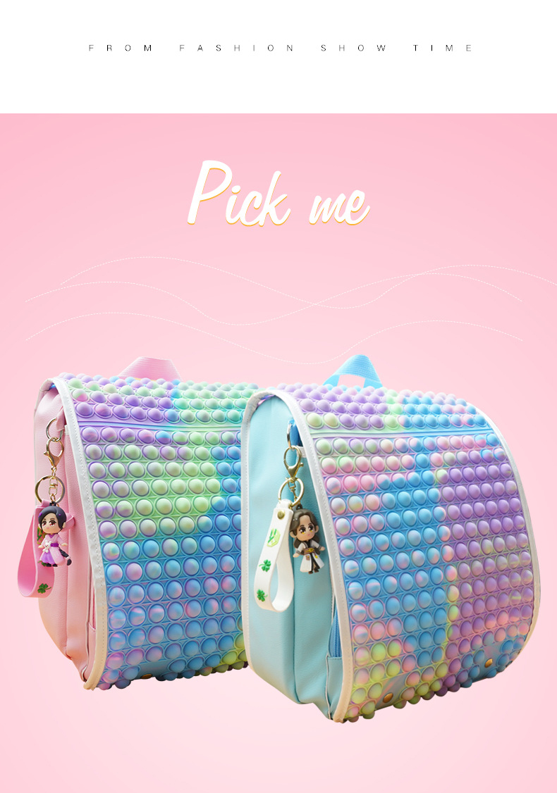 NEW children Pop Backpack Purse for Girls School Zipper bags Fidget bubble Shoulder Bag Pops Push Toy Party Favors