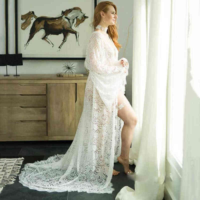 Summer Women Front Split Long Maxi Maternity White Lace Dress Pregnant Gown Photography Prop V-Neck Trailing See Through Clothes G220418
Summer Women Front Split Long Maxi Maternity White Lace Dress Pregnant Gown Photography Prop V-Neck Trailing See Through Clothes G220418