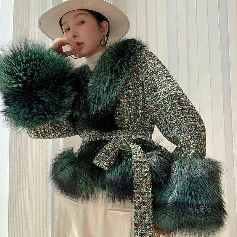 Female Woolen Coat fur Collar Casual Women Fur Jacket Winter Temperament Fashion Short High-Quality Women Fur Jacket Parkas T220816