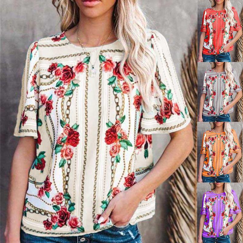 Women' T-Shirt Summer 2022 Women O Neck Short Sleeve T Shirt Vintage Floral Print Large Size Top Fashion Casual Loose Tees Female Shirts, Beige
Women' T-Shirt Summer 2022 Women O Neck Short Sleeve T Shirt Vintage Floral Print Large Size Top Fashion Casual Loose Tees Female Shirts, Beige