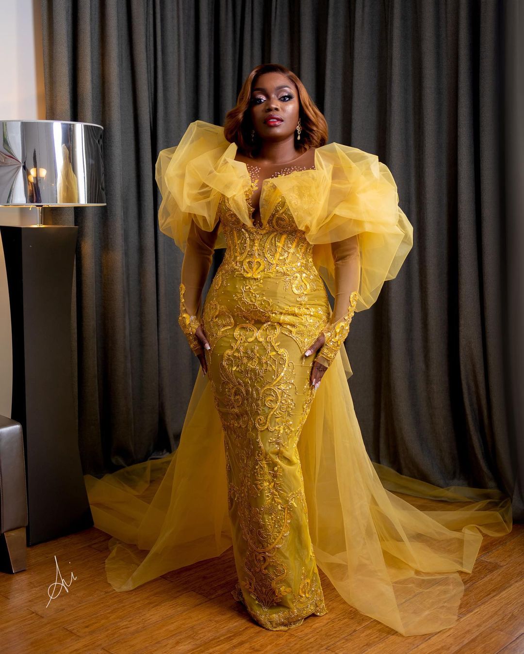 Plus Size Arabic Aso Ebi Yellow Luxurious Sheath Prom Dresses Beaded Sequined Lace Evening Formal Party Second Reception Birthday Engagement Gowns Dre